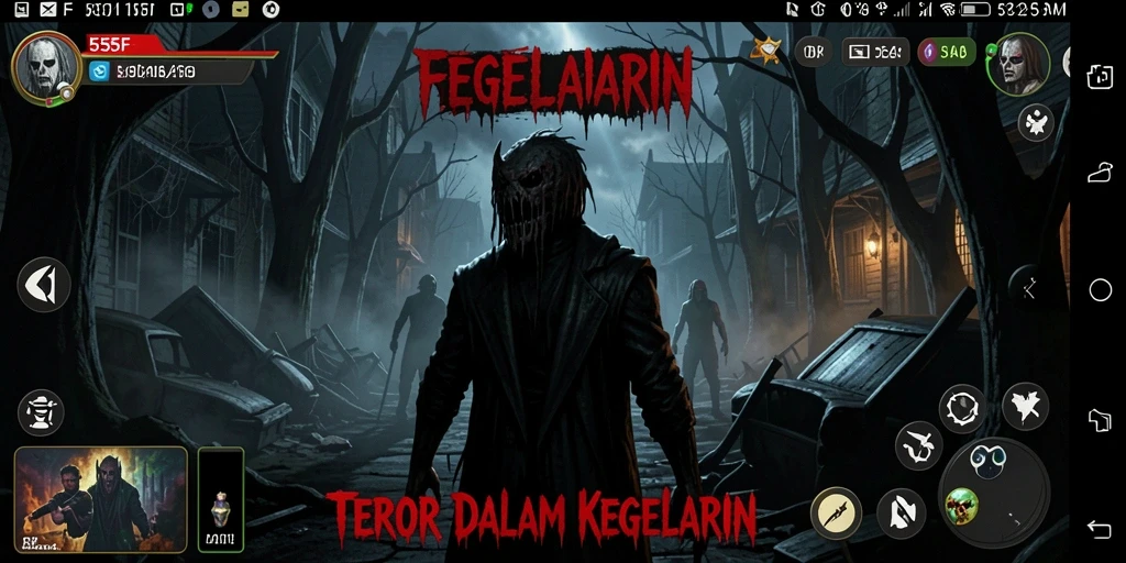 Screenshot utama 555F menampilkan suasana mencekam saat gameplay Horror.
