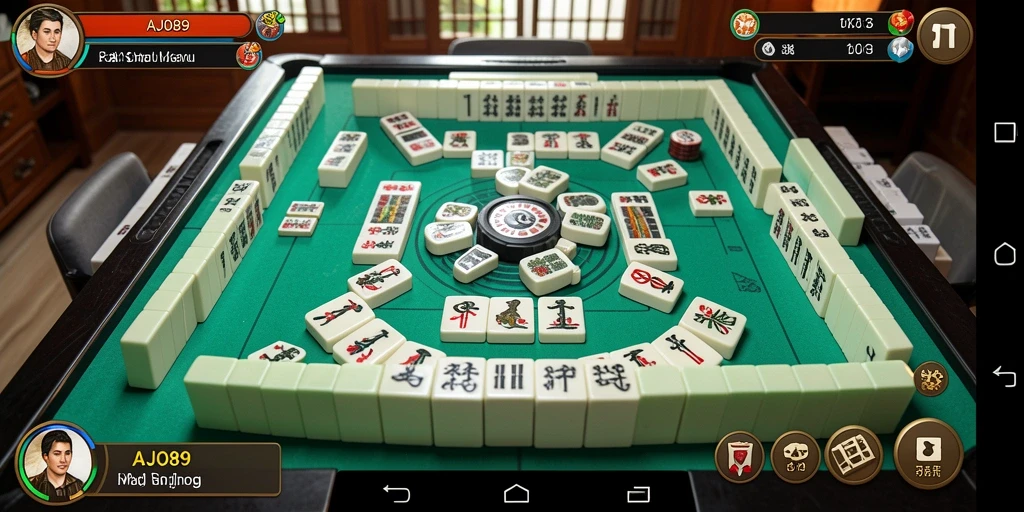 Screenshot utama AJO89 dengan tampilan gameplay Mahjong yang seru.