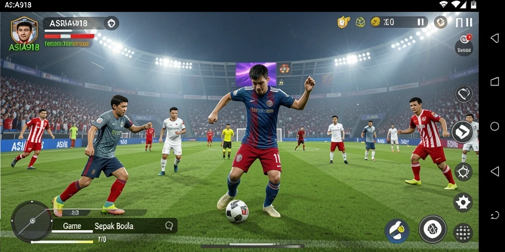 Tampilan gameplay menegangkan dalam pertandingan sepak bola.