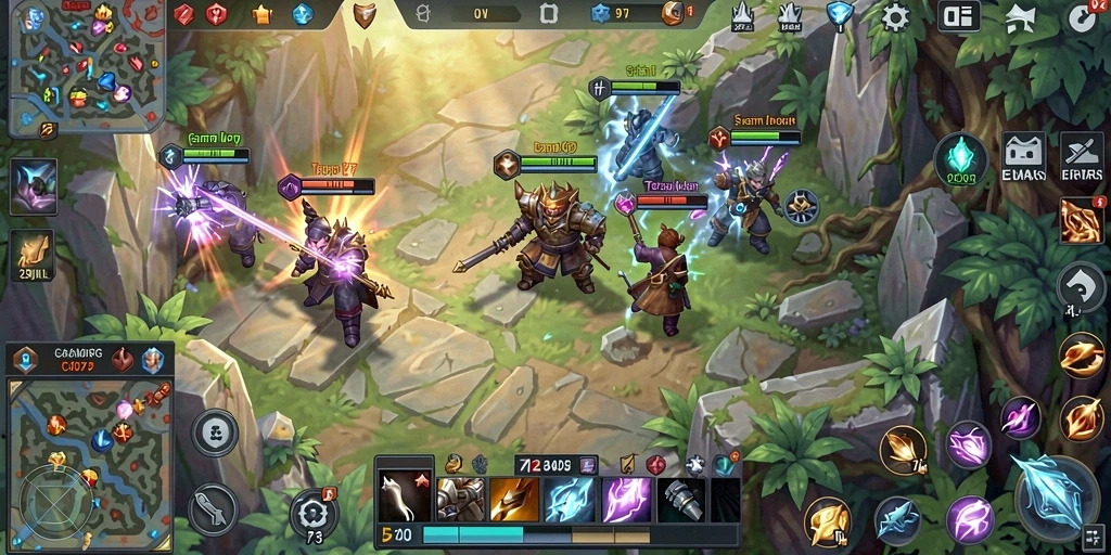 Screenshot C0077 menampilkan pertempuran seru dan karakter unik dalam dunia MMORPG.
