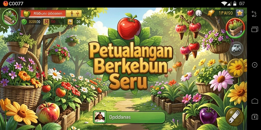 Tampilan gameplay seru dalam COO77 saat merawat kebun.