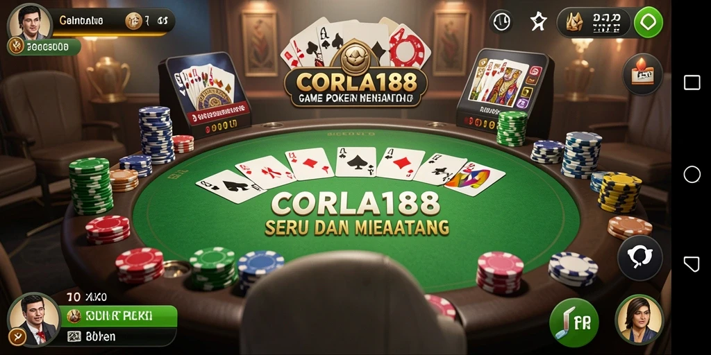 Skrin gameplay <strong>CORLA188</strong> menampilkan suasana Poker yang seru dan kompetitif.