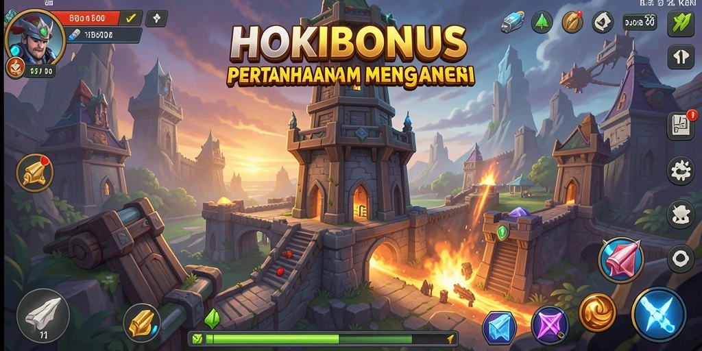 Screenshot HOKIBONUS menampilkan pertahanan menara yang strategis dan intens.