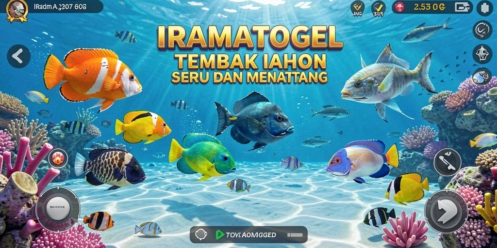 Tampilan gameplay seru pada IRAMATOGEL saat menembak ikan.