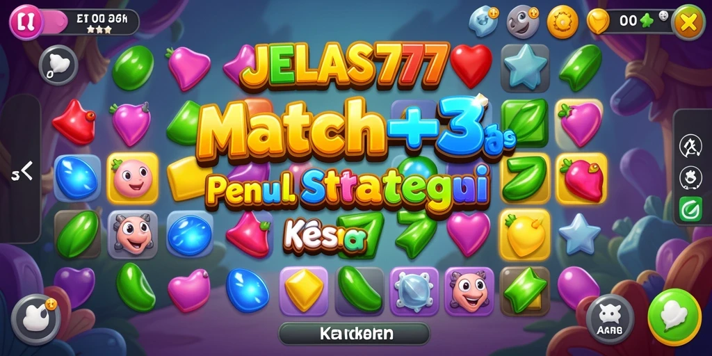 Screenshot JELAS777 menampilkan gameplay Match-3 yang seru dan menarik.