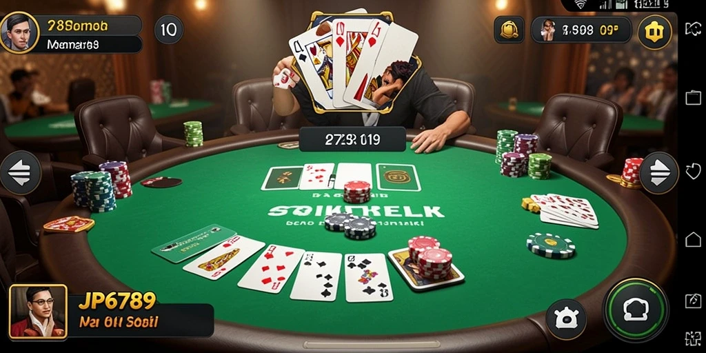 Screenshot utama JP6789 menunjukkan gameplay poker yang seru dan interaktif.