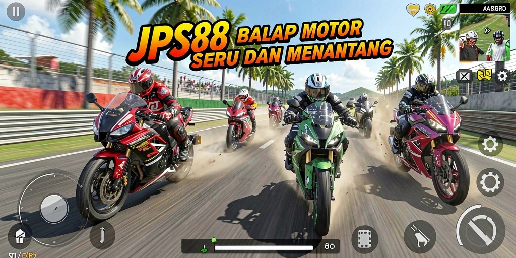 Tampilan gameplay JPS88 dengan balapan yang intens dan menantang.