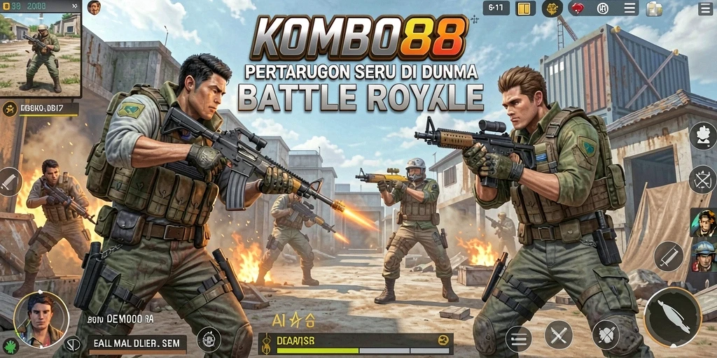 Menampilkan gameplay menegangkan dari KOMBO88 Battle Royale.