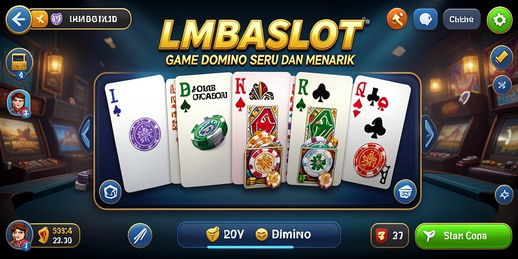 Tampilan gameplay seru dalam LMBASLOT di atas meja Domino.