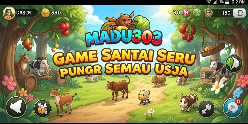 Tampilan gameplay <strong>MADU303</strong> yang cerah dan interaktif.