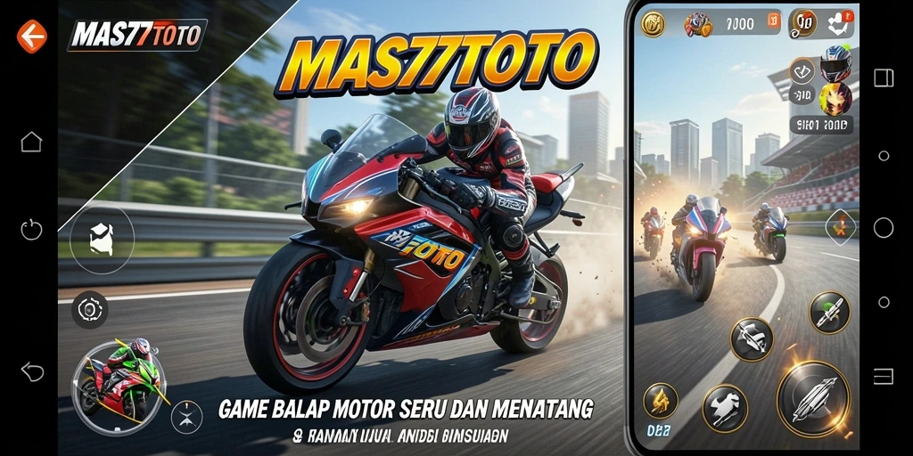 Tampilan gameplay menarik dengan balapan motor yang cepat.