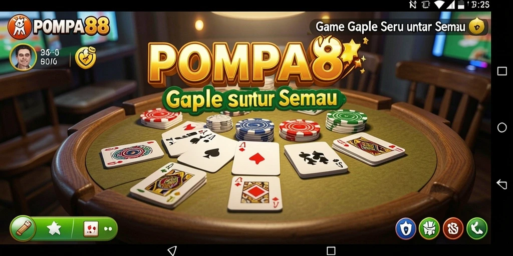 Tampilan gameplay seru POMPA88 dalam bermain Gaple.