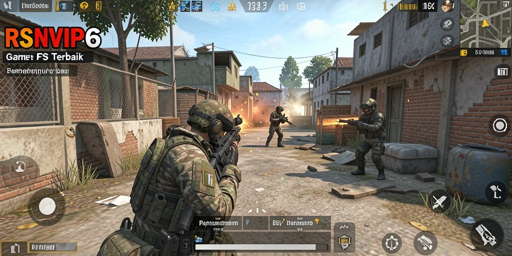 Screenshot gameplay RSNVIP6 dengan aksi tembak-menembak yang mendebarkan.