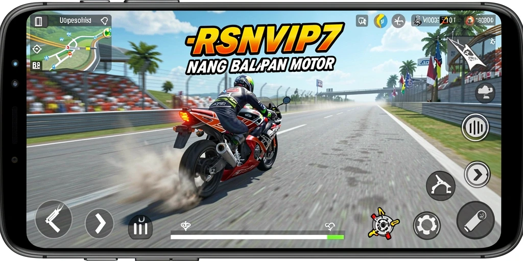 Tampilan gameplay RSNVIP7 yang menegangkan dan penuh aksi balapan motor.
