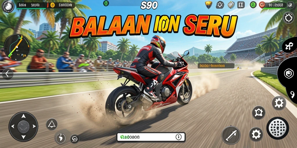Screenshot gameplay S80 yang menunjukkan aksi balapan seru.