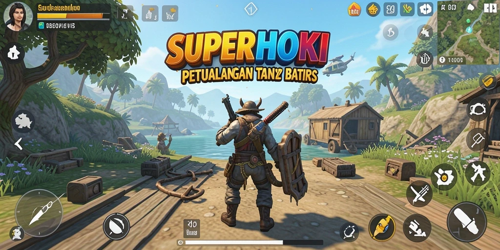 Screenshot menampilkan petualangan seru di dunia terbuka SUPERHOKI.