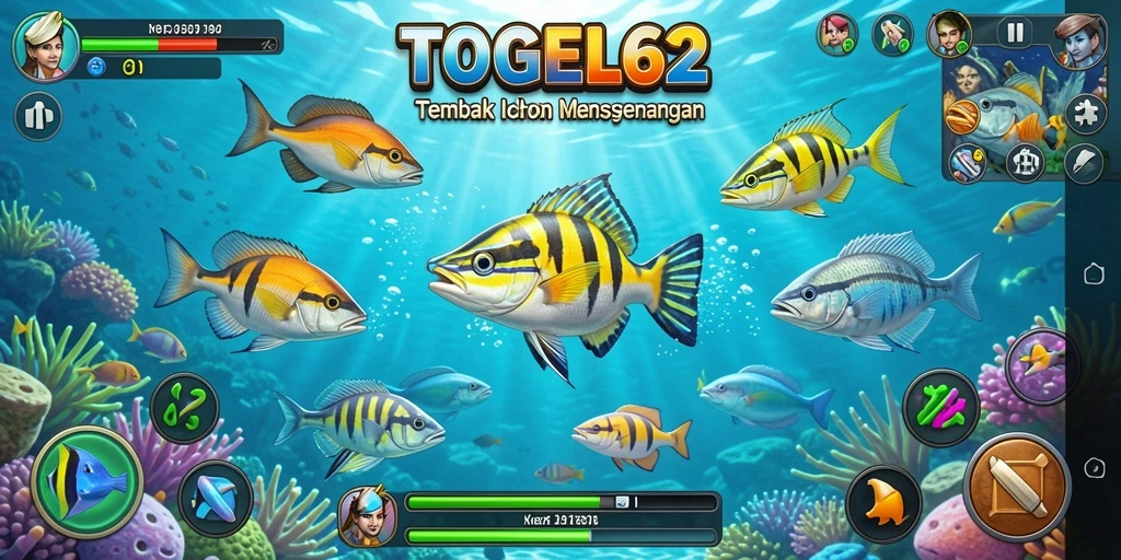 Tampilan gameplay TOGEL62 dengan aksi menembak ikan.