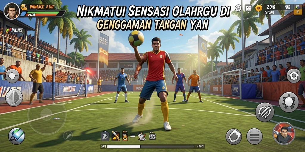 Screenshot gameplay WINJKT menampilkan aksi olahraga yang intens.