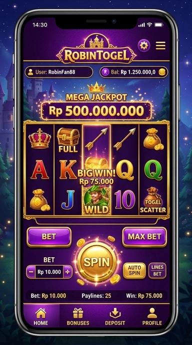 Tampilan aplikasi robintogel yang intuitif.